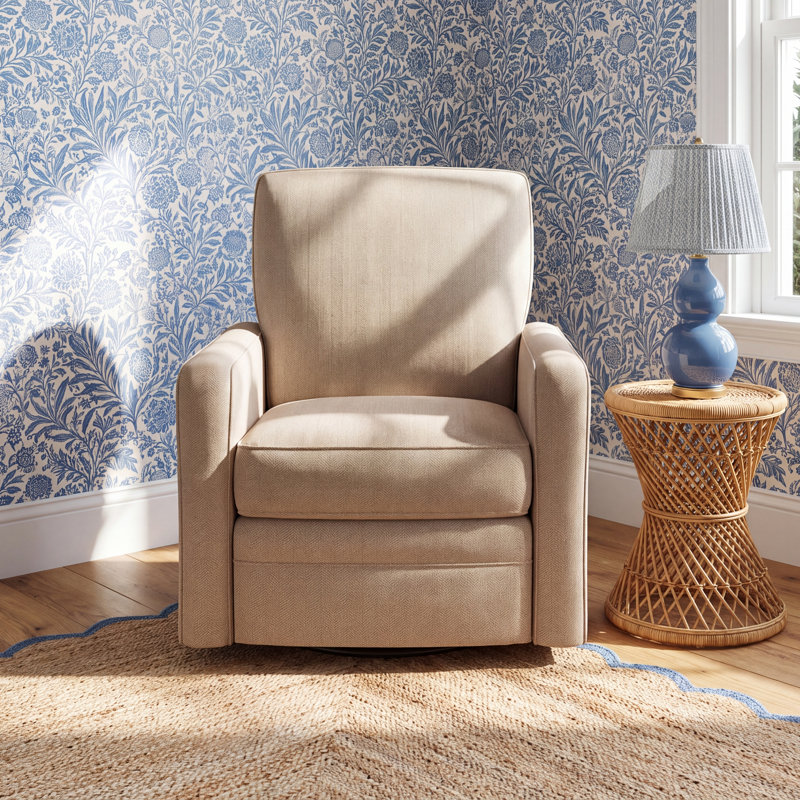 Idana 32" Wide Swivel Armchair, Beantown 10 Sand Performance Chenille, No