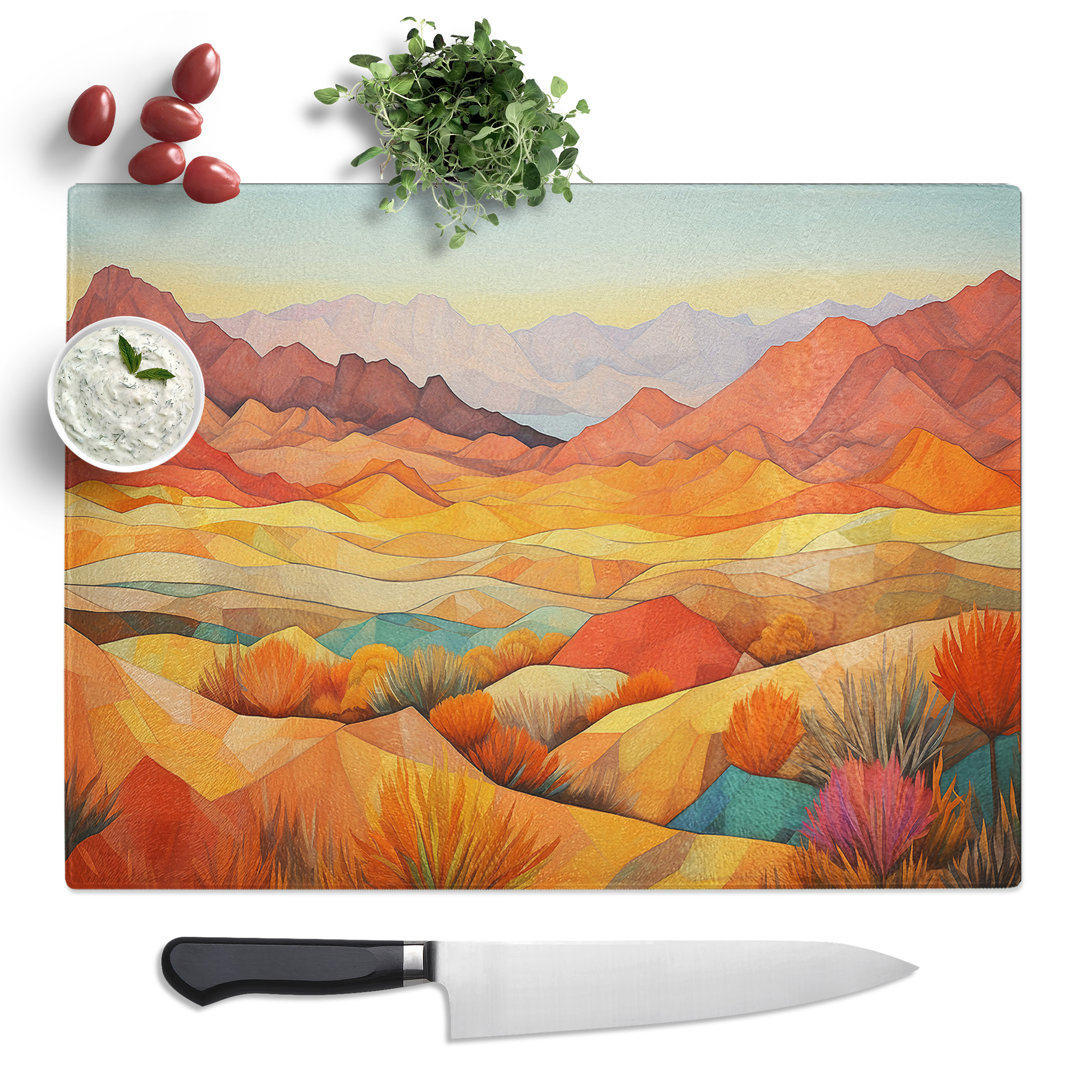 Desert Colour Field  Glass Chopping Board