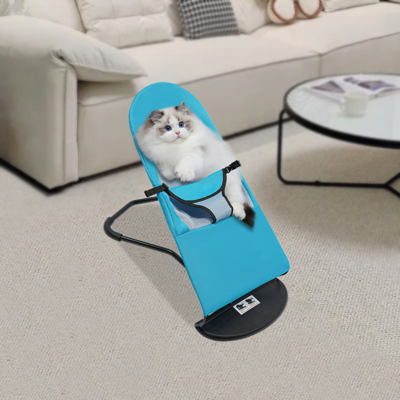 Chaise berçante ajustable pliable pour animaux avec structure en acier inoxydable stable et stable en tissu respirant pouvant supporter jusqu'à 33,07 lb pour les petits et moyens chats et chiens