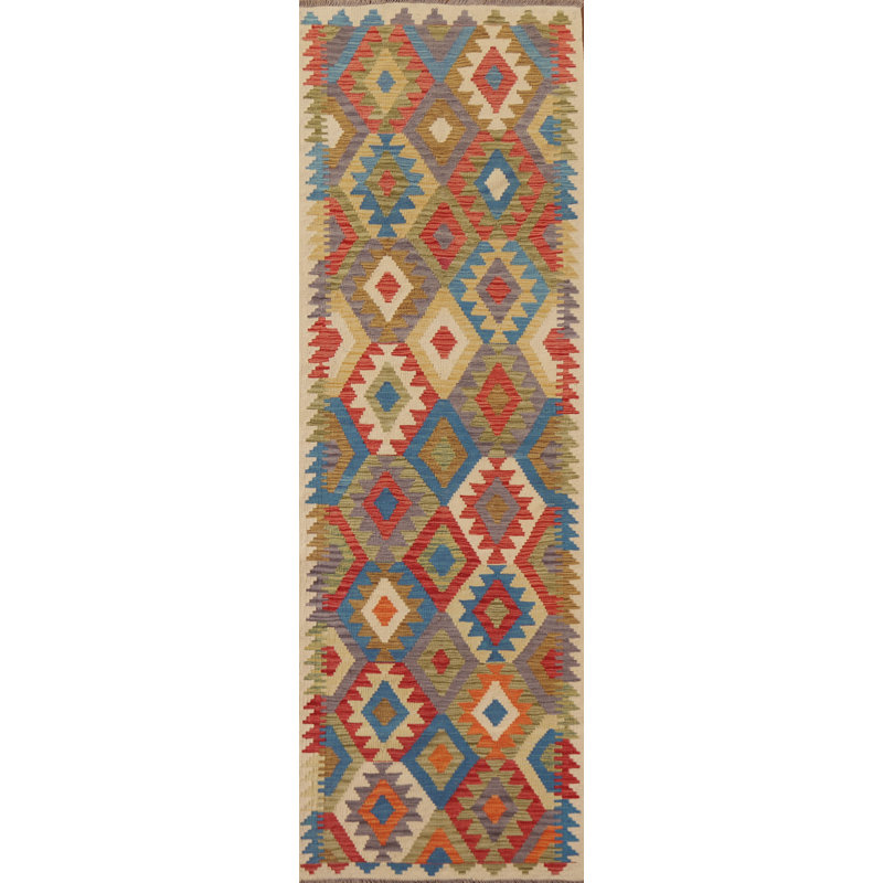 Tapis de couloir oriental coloré Kilim 3 x 10