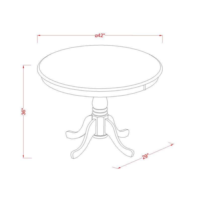 Smithson Round Solid Wood Dining Table, Mahogany, 42" L x 42" W