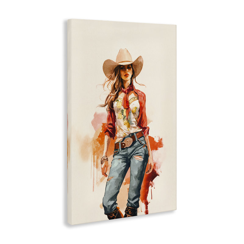 Art sauvage sur toile Wild West Cowgirl par Andrea Haase, H 24 po x l 16 po