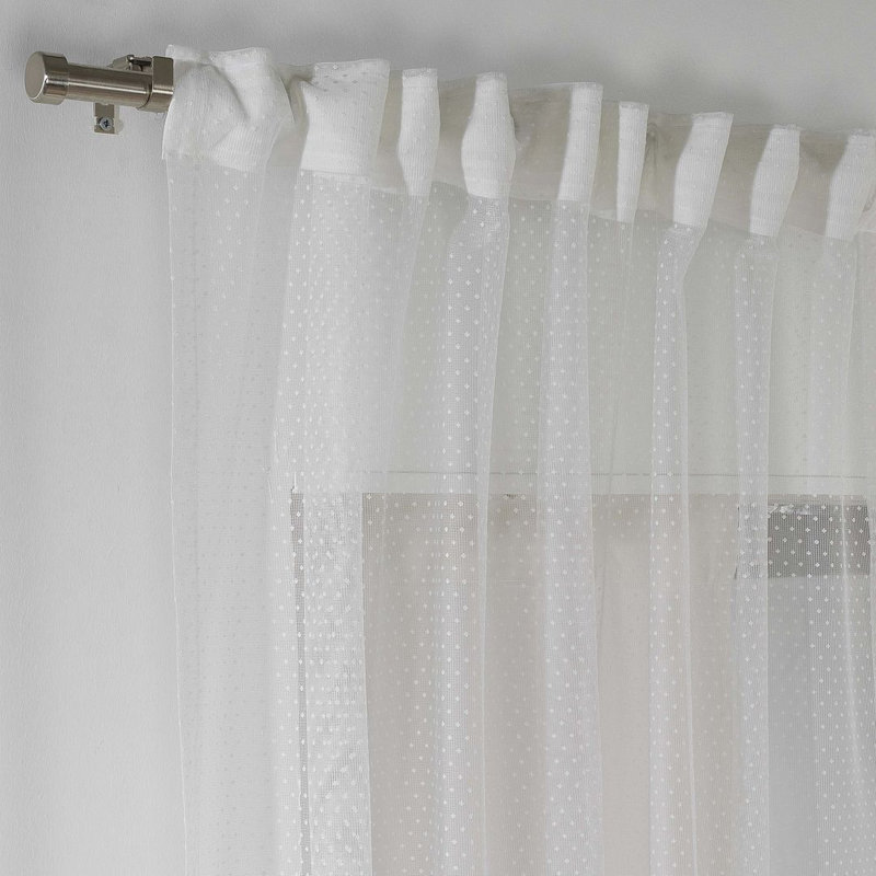Extra Long & Extra Wide Dots Patterned Lace Single Panel Curtain, 280cm Width x 265cm Drop, White