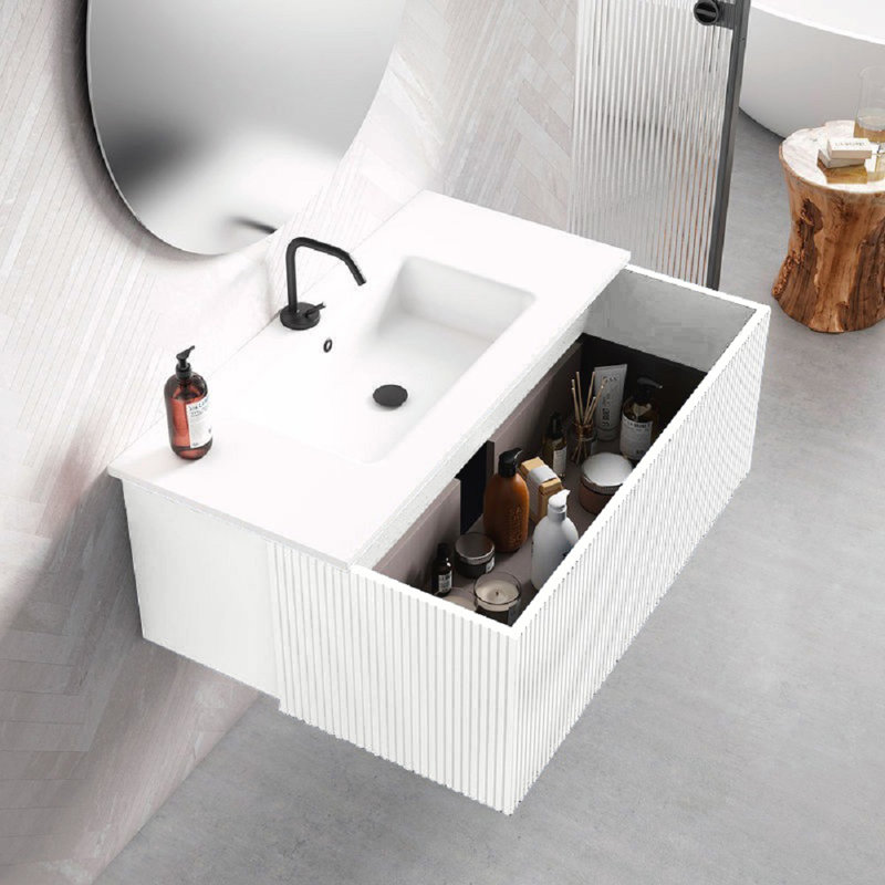 Ensemble de meuble-lavabo mural simple 40 po Aleemah, Blanc