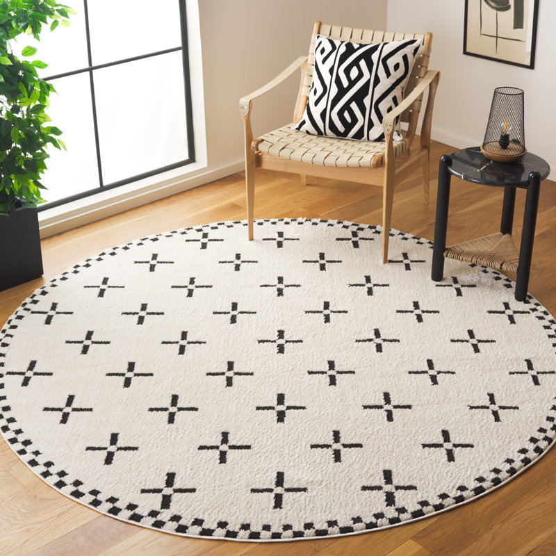 Siarrah Performance Geometric Rug, Round 6'7"