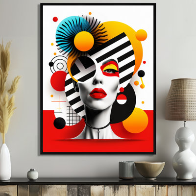 Essentiel rouge, jaune et bleu géométrique Portrait I - formes abstraites, impression d'art mural