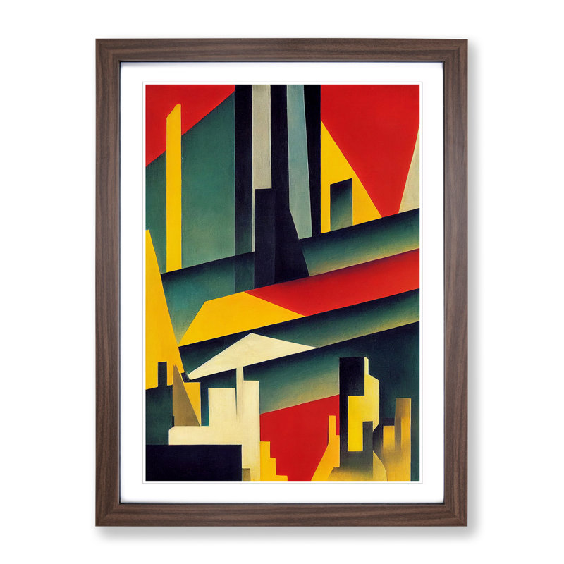 The Abstract Architecture No.3 - Wall Art, 48cm H x 36cm W, Walnut Framed Paper, White