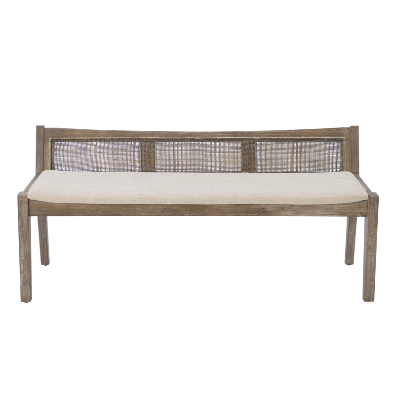 Donner Cane Back Cushioned Bench, Brown