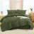 Andency Super King Plus Comforter Set Olive Green - 7 Piece Bed in a Bag Oversized King, Olive Green Boho Tufted Bedding Sets, Lightweight Fluffy Bed Set with Comforter, Sheets, Pillowcases & Shams-124621828-124621824