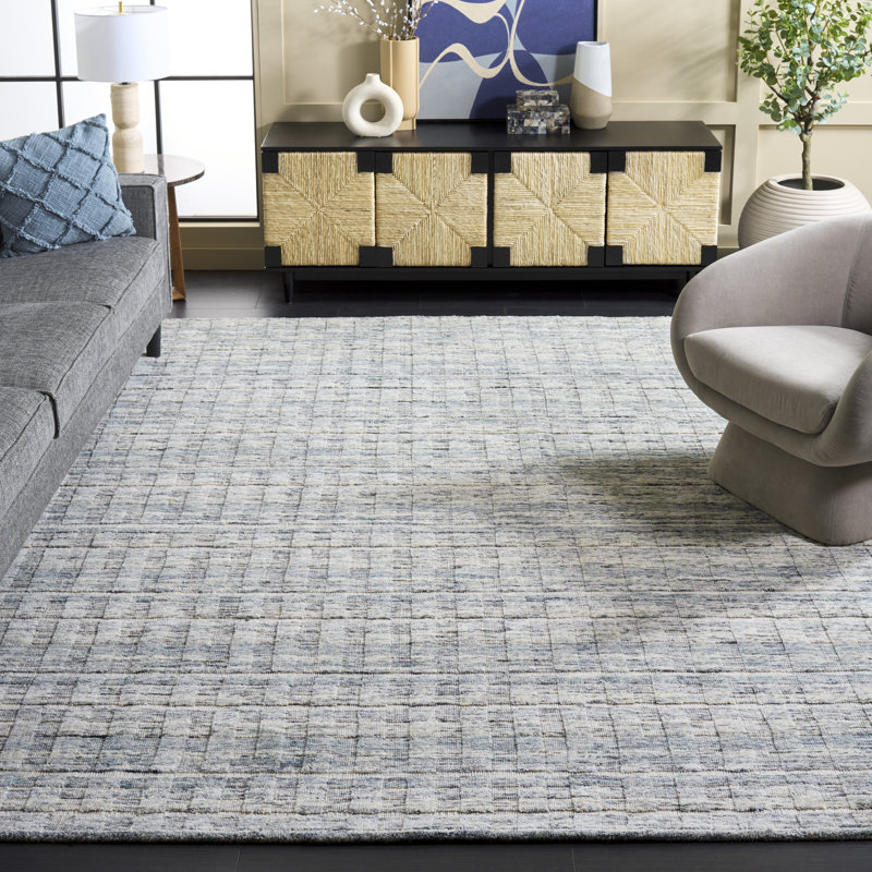 Tapis gris clair / bleu sarcelle Maurie 501, Rectangulaire 8 pi x 10 pi