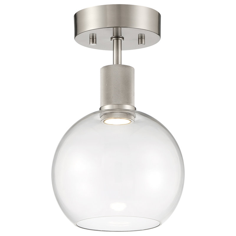 Southglenn Glass Semi Flush Mount, Brushed Steel