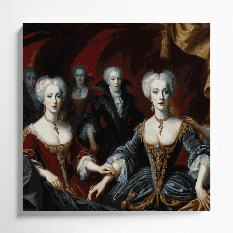 Vampires et crocs d'Halloween, art mural sur toile noire, H 8 po x l 8 po