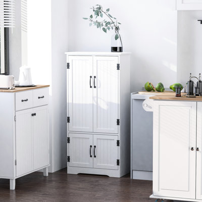 48.5" Storage Pantry, , White - Keep Your Home Organized With Adjustable And Removable Shelves For A Space Kitchen Pantry Floor Cabinet Black Metal Hinges Handles
