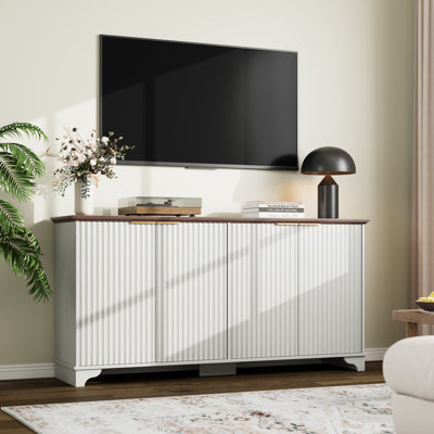 61" Large Buffet Sideboard Cabinet With 4 Fluted Doors And Storage