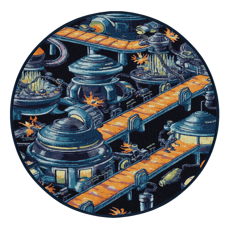 Tapis gris lavable à la machine, Rond 7 pi
