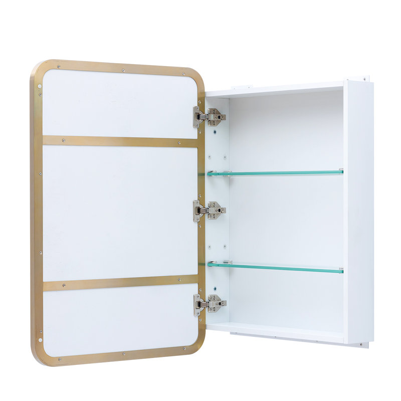 Dorriel 550mm x 810mm Mirror Cabinet, Satin Brass