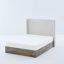 Structure de lit grand tapissier, tête de lit de 54 po, aspect rustique moderne, chenille texturée, structure en métal, installation rapide avec esthétique neutre haute, toile, base, installation simple, sans sommier
