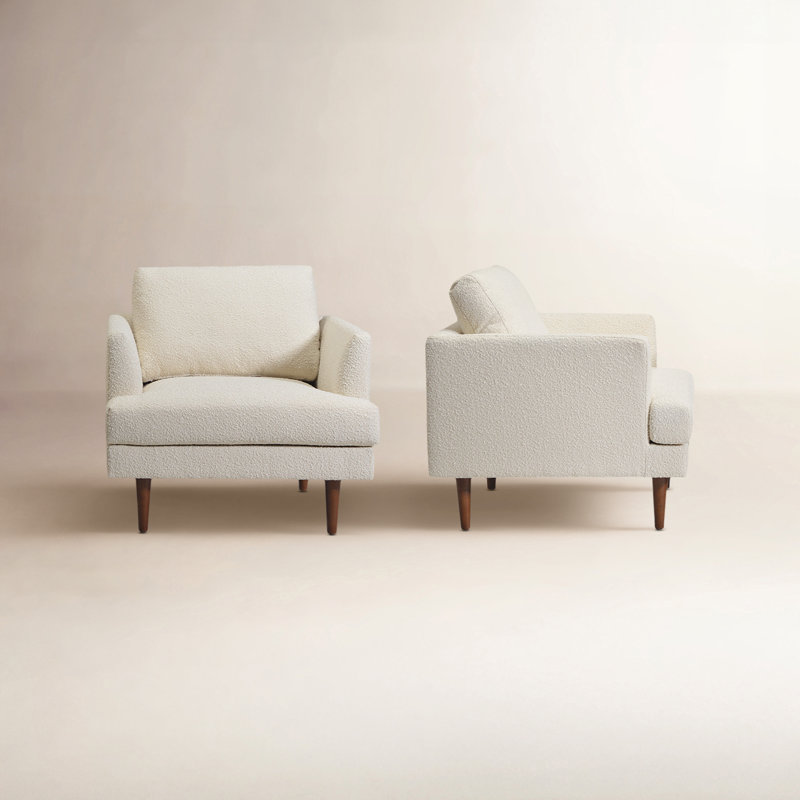 Miller Upholstered Swivel Armchair (set Of 2), Cream Boucle