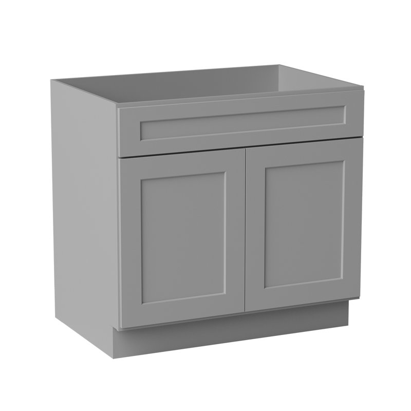 Armoire de cuisine en bois massif prêt à assembler Sinber, Gris, 36"