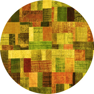 Tapis contemporains 443 jaunes lavables à la machine