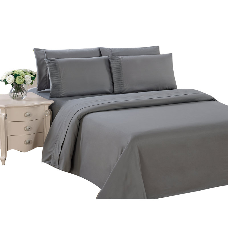 Gray Full Size Polyester and Bamboo Duvet Cover Set