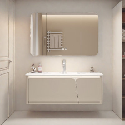 Modern simple cream style bathroom cabinet