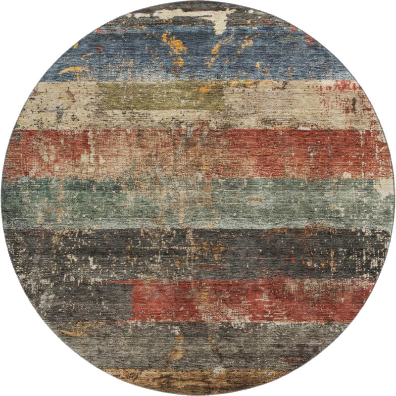 Premium Machine Washable Jessie AMF1198 Stripes Rug, Round 8'