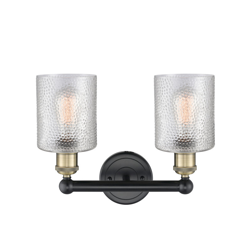 2 - Light Dimmable Vanity Light, Black Antique Brass, Clear