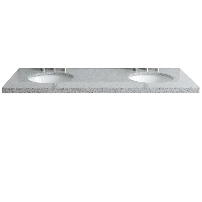 Plateau de meuble-lavabo double 65 po gris avec lavabo