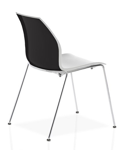 Chaise d'invité à 4 pieds Vortex, Noir / blanc