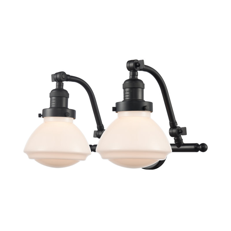 Chesterville 2 - Light Dimmable Vanity Light, Matte White, 6 Watt Vinage LED Bulb, Oil Rubbed Bronze