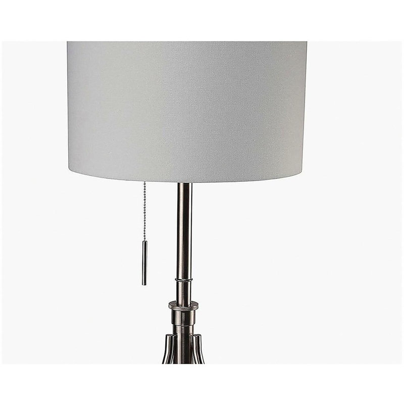 Retro style 1 piece floor lamp brushed silver steel tripod stand unique tall lamp pull switch 57 inches high, Brushed Chrome