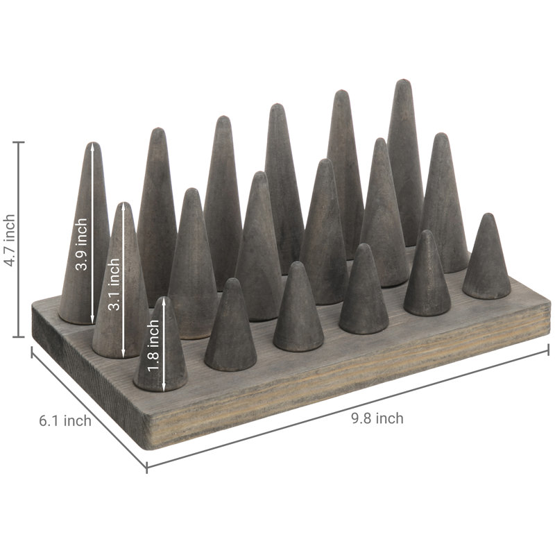 Tabletop Gray Wood Ring Holder