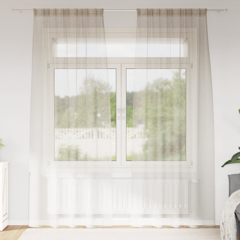 Suzzy Semi Sheer Curtain Pair, 245cm Width x 140cm Drop, Sand