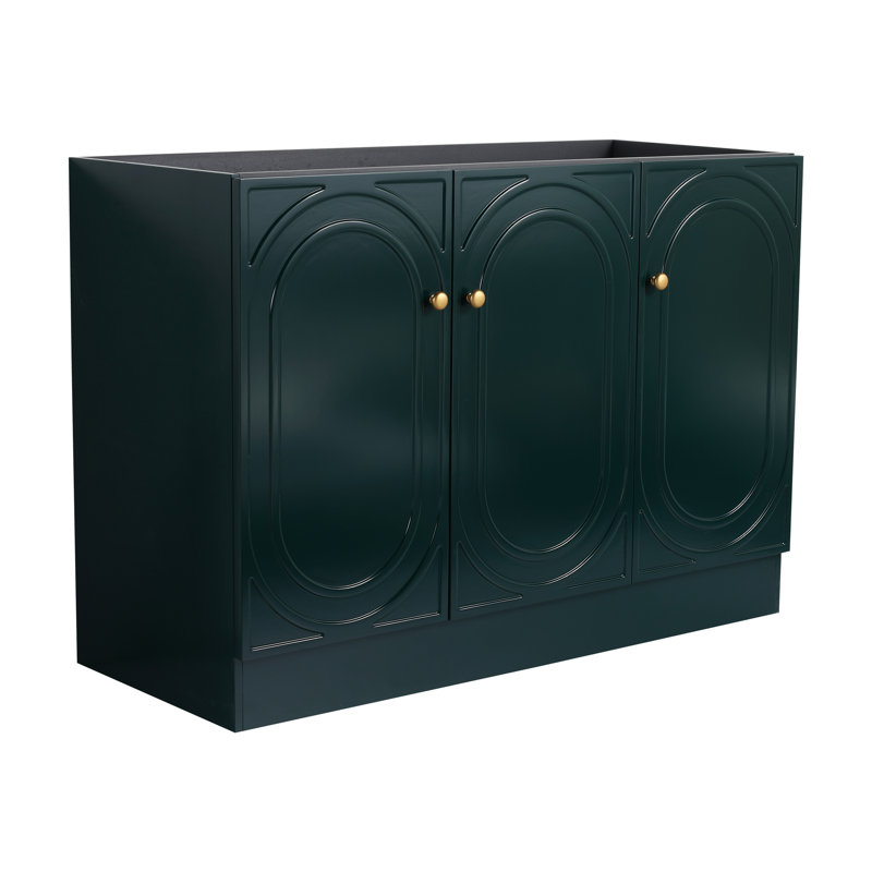 Base de meuble-lavabo autoportant 48 po avec 3 portes à fermeture douce Lucas, Vert foncé