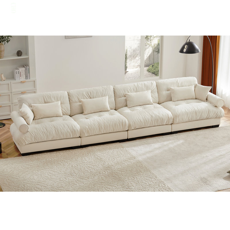 Canapé modulaire en velours surdimensionné Comfort, Velours blanc