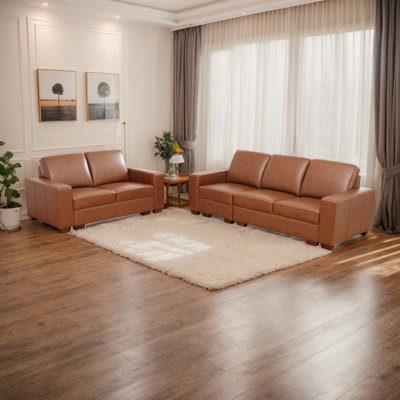 5-Piece Genuine Cowhide Leather Luxury Living Room Sofa Set
