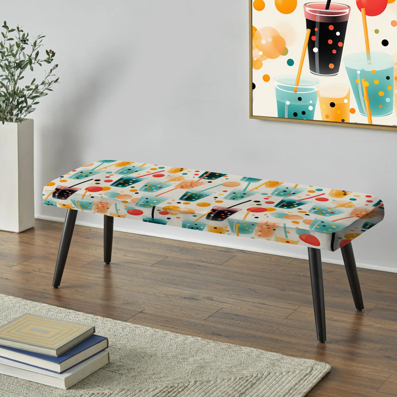 Banc rembourré géométrique noir Lajudilla