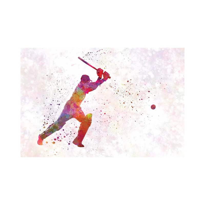 Cricket Player Batsman Silhouette IV by Paul Rommer - Wrapped Canvas Print, 66.04 cm H x 45.72 cm W