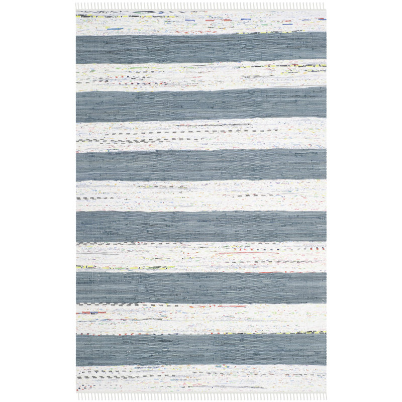 Yokum Hand Woven Cotton Striped Rug, Rectangle 5' x 7'