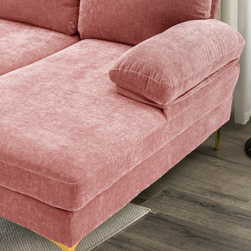 Canapé modulaire 3 pièces Donnica, 100 % polyester rose