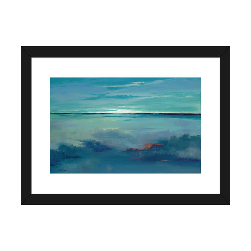 «Blue Ciel» par Victoria Jackson, reproduction d'art encadrée, H 24 po x l 32 po x P 1 po, Papier encadré noir