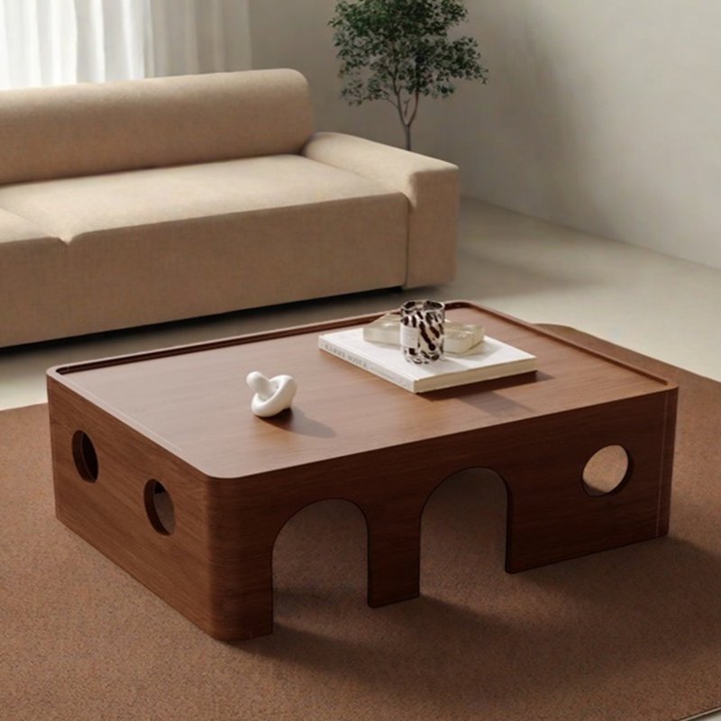 Personality design solid wood coffee table, Brown, 14.17" H x 47.24" L x 27.55" W