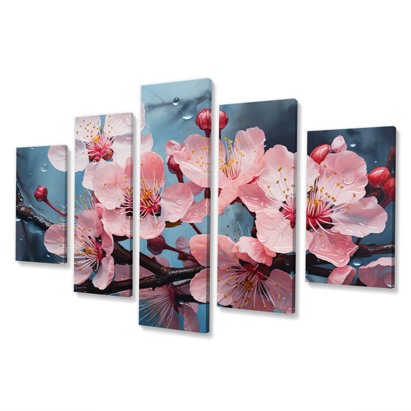 «Japon Art Sakura Dream», reproduction d'art sur toile - 5 panneaux