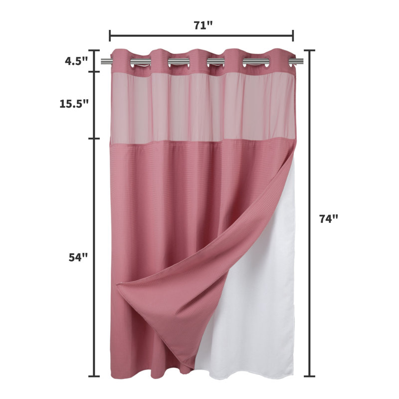 Rideau de douche Ramjani Waffle Weave, H 74 po x l 71 po, Mauve pâle