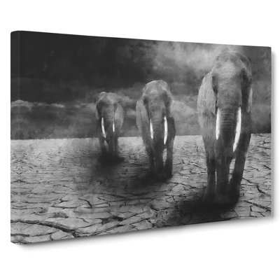 Three Elephants - Wrapped Canvas Print