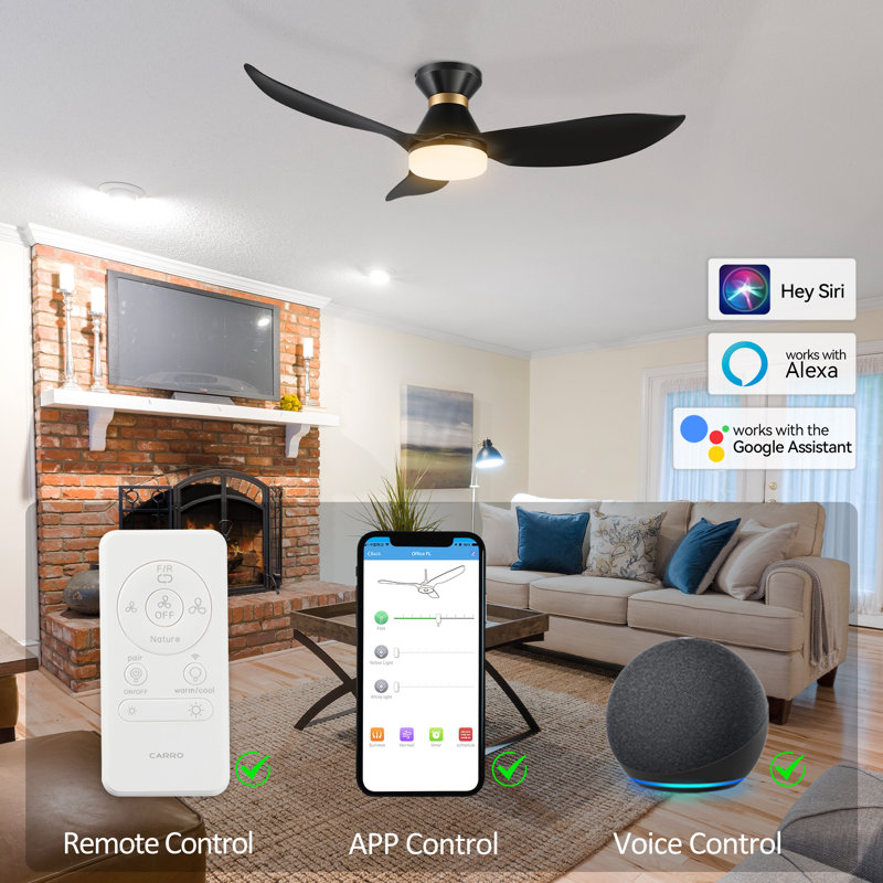 Ventilateur de plafond 45 "avec lumière Dyonne, Noir