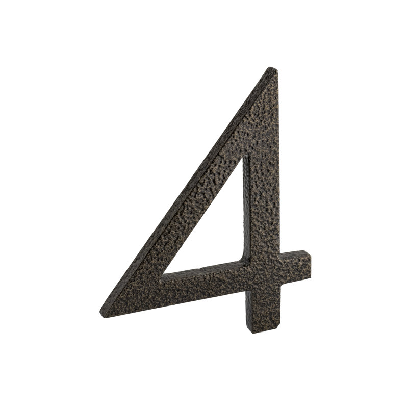 Numéro de maison à fixation flottante H 6 po, Bronze martelé, 4