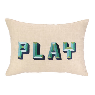 Embroidered Linen Throw Pillow