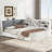 Wood Full Size platform bed with Storage Headboard, Shelves and 2 Drawers-1527327569